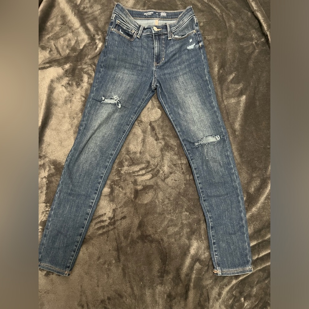 Kid/ Girls Dark blue denim wash ripped jeans